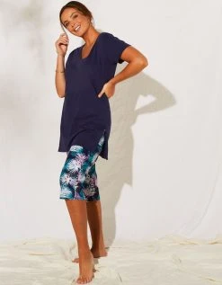 Blancheporte Pyjama Avec Pantacourt Imprimé Tropical -Blancheport en ligne 703765 C01 zoomx vue6