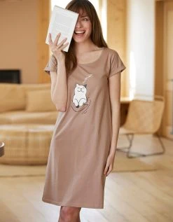 Blancheporte Chemise De Nuit Manches Courtes Motif "chat" -Blancheport en ligne 703782 C01 zoomx vue3