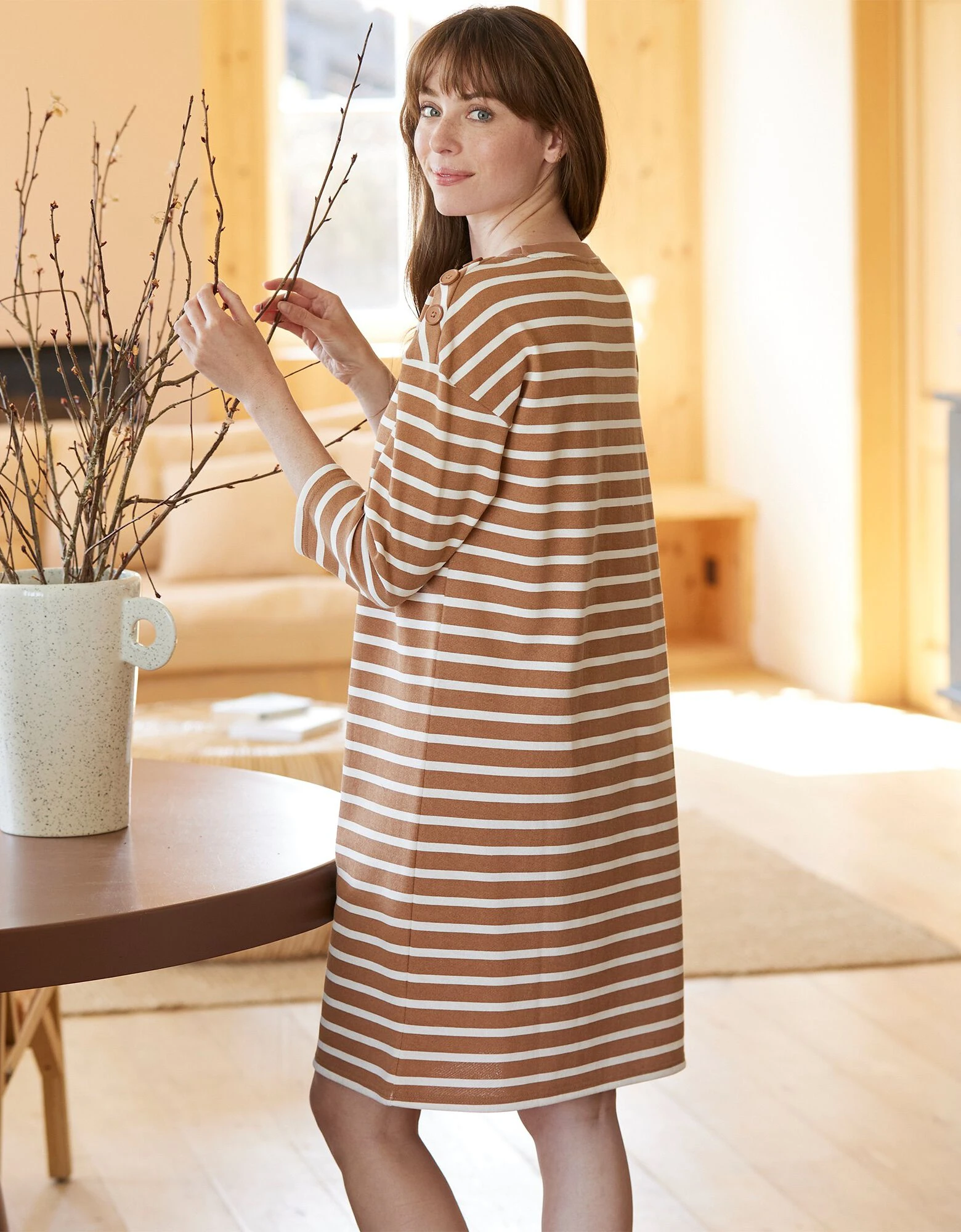 Chemise de nuit molleton rayé fluide Blancheporte Chemise De Nuit Molleton Rayé Fluide -Blancheport en ligne