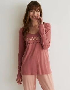 Blancheporte Tee-shirt Pyjama Manches Longues Imprimé "passion Cocooning" -Blancheport en ligne 703810 C02 zoomx vue4