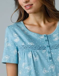 Blancheporte Chemise De Nuit Longue Manches Courtes Imprimée "papillons" -Blancheport en ligne 703820 C01 zoomx vue4