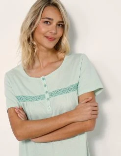 Blancheporte Chemise De Nuit Longue Manches Courtes Unie -Blancheport en ligne 703822 C00 zoomx vue4