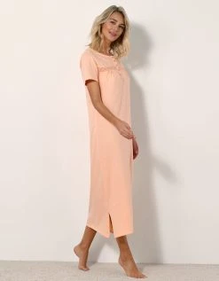 Blancheporte Chemise De Nuit Longue Manches Courtes Unie