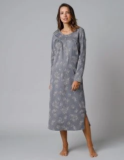 Blancheporte Chemise De Nuit Longue Manches Longues Imprimée "roses"