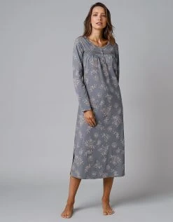 Blancheporte Chemise De Nuit Longue Manches Longues Imprimée "roses" -Blancheport en ligne 703824 C01 zoomx vue4