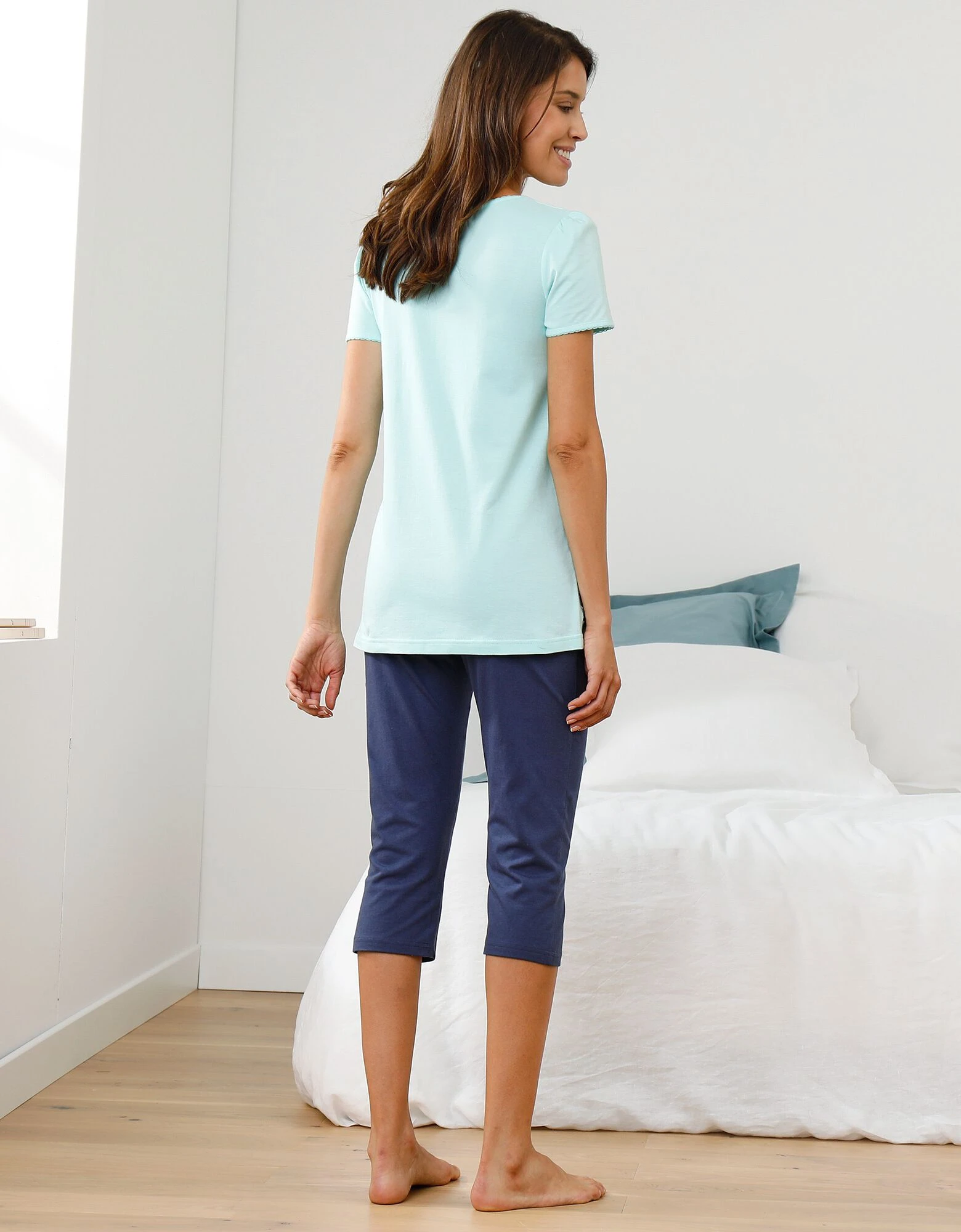 Tee-shirt base imprimée bucolique - manches courtes Blancheporte Tee-shirt Base Imprimée Bucolique - Manches Courtes -Blancheport en ligne