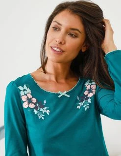 Blancheporte Tee-shirt Col Imprimé Bucolique - Manches Longues -Blancheport en ligne 703845 C00 zoomx vue3