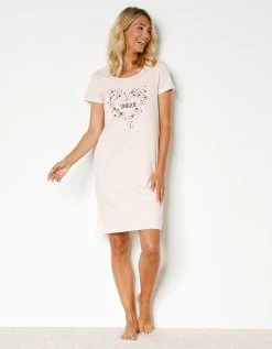 Blancheporte Chemise De Nuit Courte Manches Courtes Motif Unique