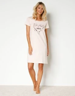 Blancheporte Chemise De Nuit Courte Manches Courtes Motif Unique -Blancheport en ligne 703853 C01 zoomx vue4