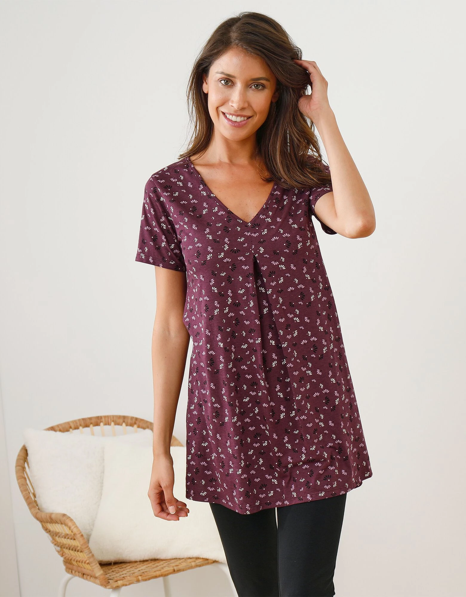 Pyjama longueur tunique imprimé avec legging court Blancheporte Pyjama Longueur Tunique Imprimé Avec Legging Court -Blancheport en ligne