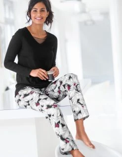 Blancheporte Pyjama Empiècement Plumetis - Imprimé Tropical