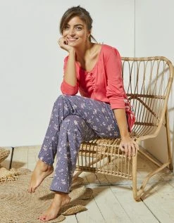 Blancheporte T-shirt Pyjama Manches Longues Imprimé Placé Papillons -Blancheport en ligne 703913 C04 zoomx vue3