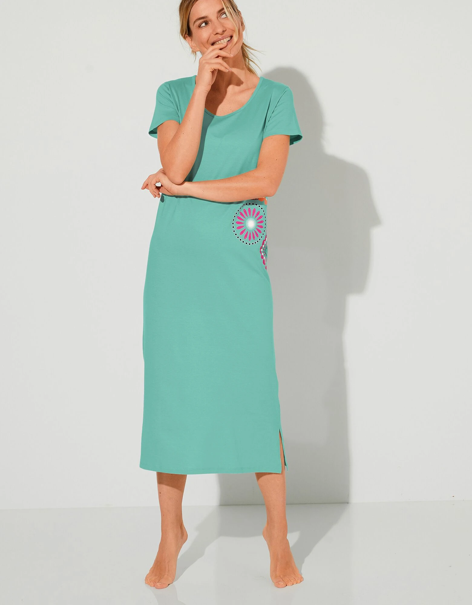 Chemise de nuit longue imprimé rosaces Blancheporte Chemise De Nuit Longue Imprimé Rosaces -Blancheport en ligne