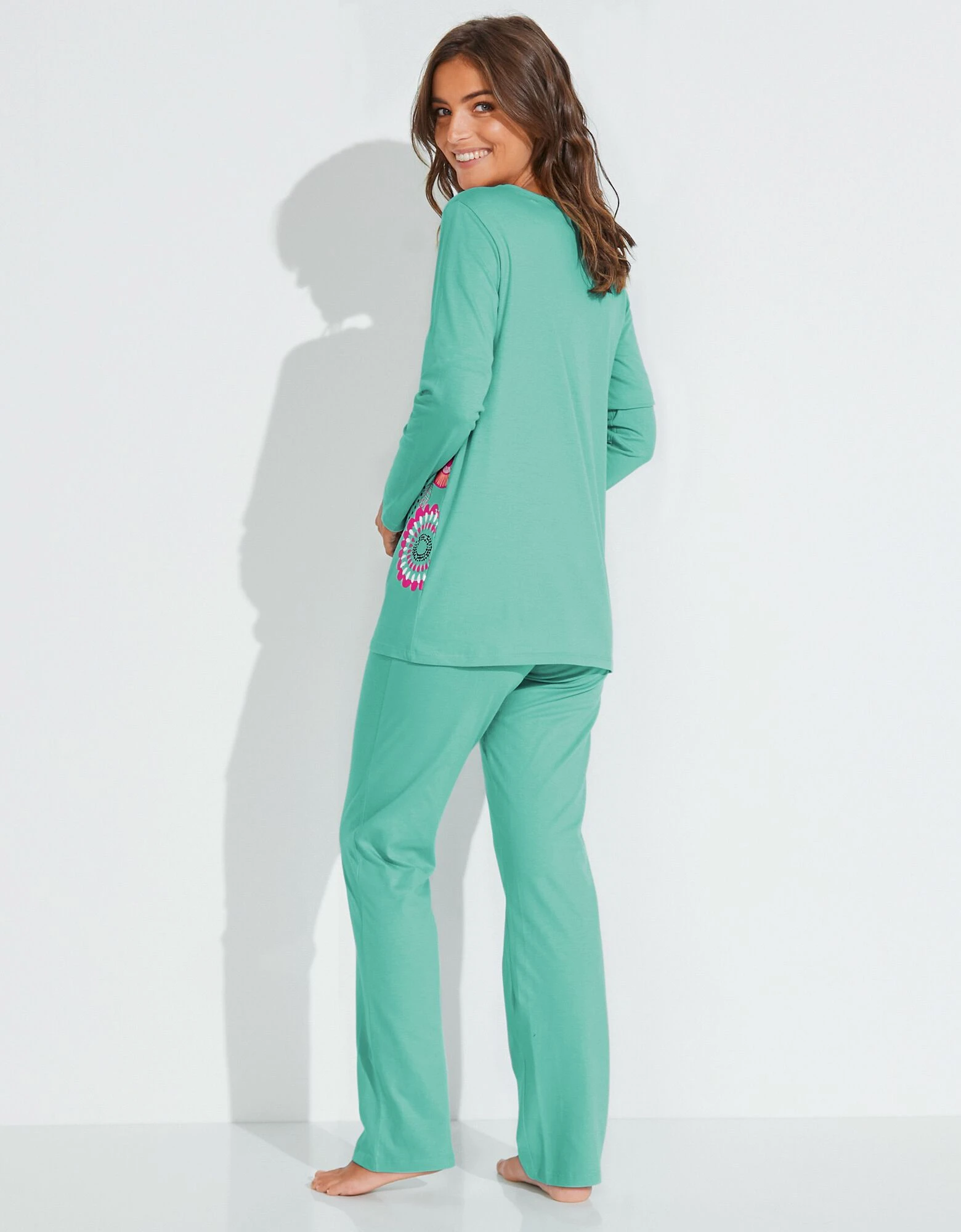 Pyjama manches longues imprimé rosaces - coton Blancheporte Pyjama Manches Longues Imprimé Rosaces - Coton -Blancheport en ligne