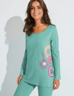 Blancheporte Pyjama Manches Longues Imprimé Rosaces - Coton 2 Blancheporte Pyjama Manches Longues Imprimé Rosaces - Coton -Blancheport en ligne 703930 C02 zoomx vue3