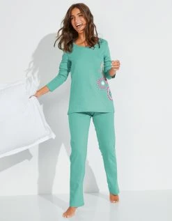 Blancheporte Pyjama Manches Longues Imprimé Rosaces - Coton 4 Blancheporte Pyjama Manches Longues Imprimé Rosaces - Coton -Blancheport en ligne 703930 C02 zoomx vue5