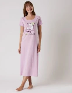 Blancheporte Chemise De Nuit Longue Manches Courtes – Imprimé "chat" -Blancheport en ligne 703953 C01 zoomx vue4