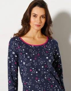 Blancheporte Tee-shirt Manches Longues Imprimé étoiles - Jersey Coton -Blancheport en ligne 703963 C01 zoomx vue3