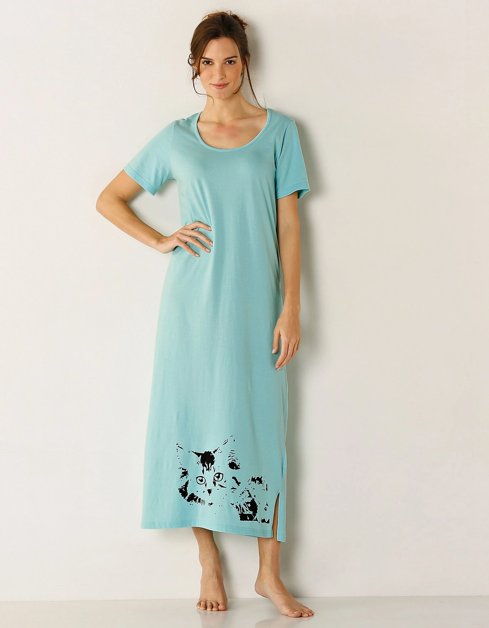 Chemise de nuit longue imprimé chat - lot de 2 Blancheporte Chemise De Nuit Longue Imprimé Chat - Lot De 2 -Blancheport en ligne