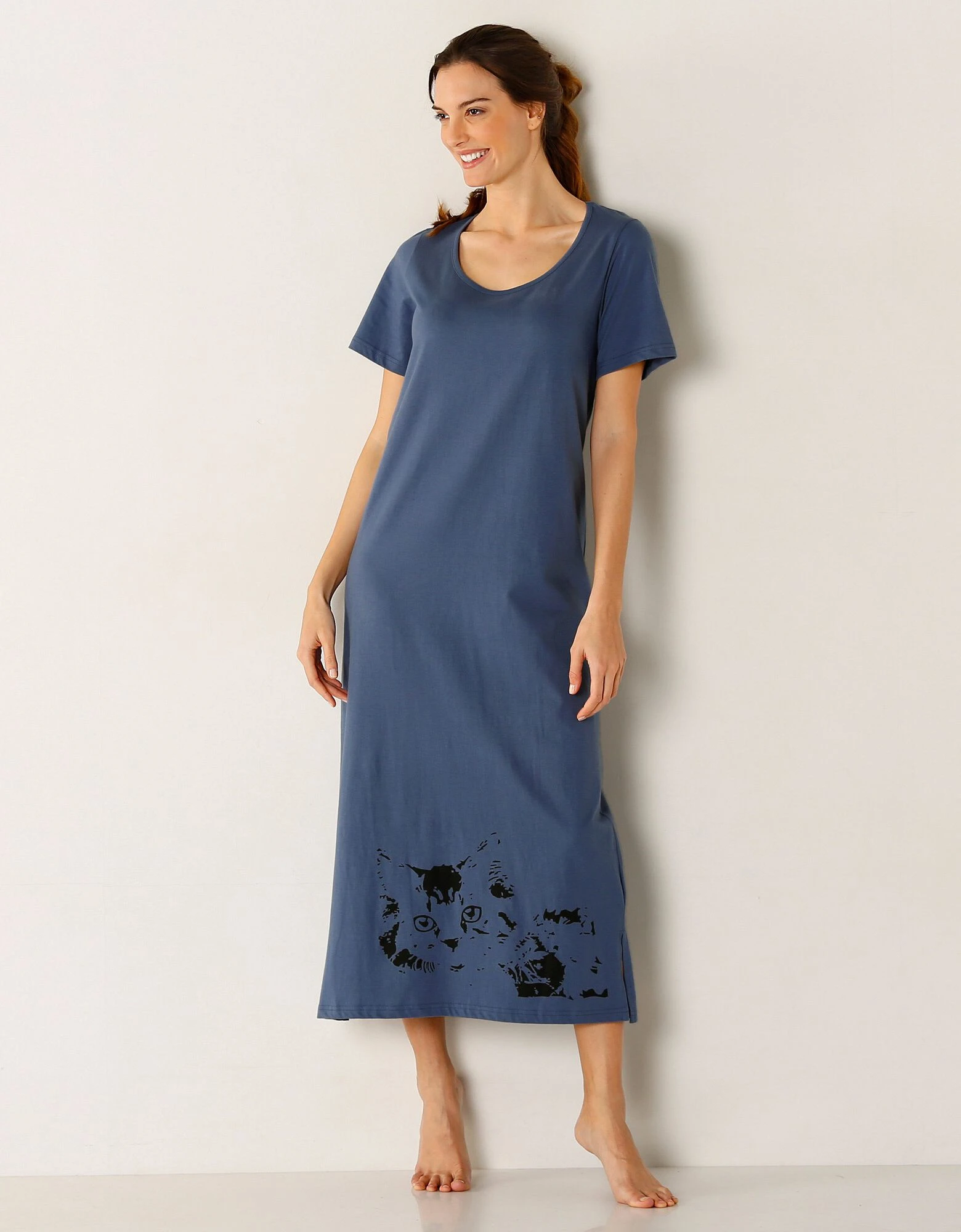 Chemise de nuit longue imprimé chat - lot de 2 Blancheporte Chemise De Nuit Longue Imprimé Chat - Lot De 2 -Blancheport en ligne