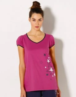 Blancheporte Tee-shirt Manches Courtes Uni + étoiles - Jersey Coton
