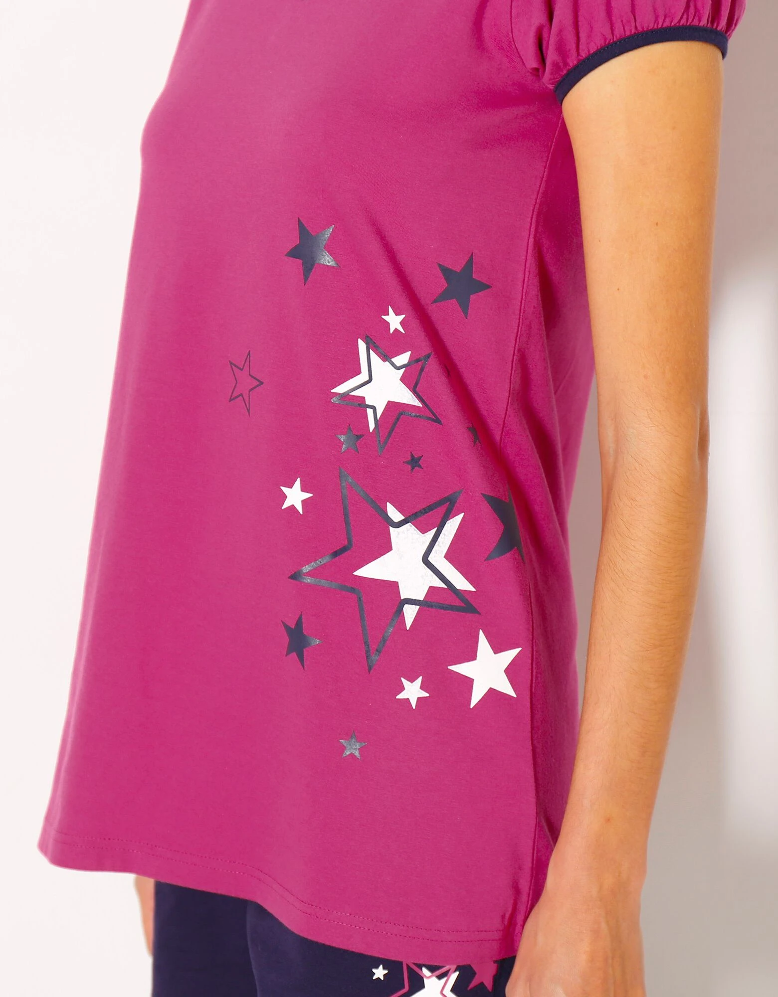 Tee-shirt manches courtes uni + étoiles - jersey coton Blancheporte Tee-shirt Manches Courtes Uni + étoiles - Jersey Coton -Blancheport en ligne