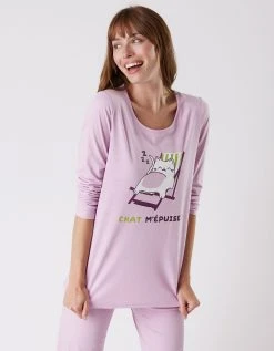 Blancheporte Pyjama Manches Longues Imprimé "Chat" -Blancheport en ligne 703977 C01 zoomx vue3