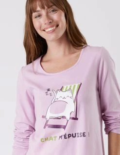 Blancheporte Pyjama Manches Longues Imprimé "Chat" -Blancheport en ligne 703977 C01 zoomx vue4