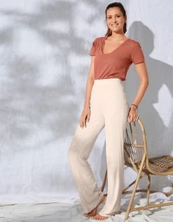 Blancheporte Pantalon Large Maille Côtelée Taille élastiquée -Blancheport en ligne 703981 C02 zoomx vue3