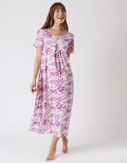 Blancheporte Chemise De Nuit Longue Imprimée Fleurie - Manches Courtes 4 Blancheporte Chemise De Nuit Longue Imprimée Fleurie - Manches Courtes -Blancheport en ligne 703988 C01 zoomx vue5