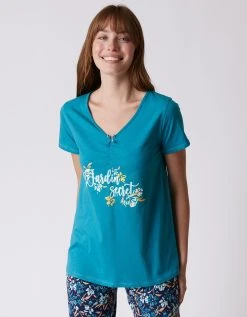 Blancheporte Tee-shirt Pyjama Manches Courtes Imprimé "jardin Secret"