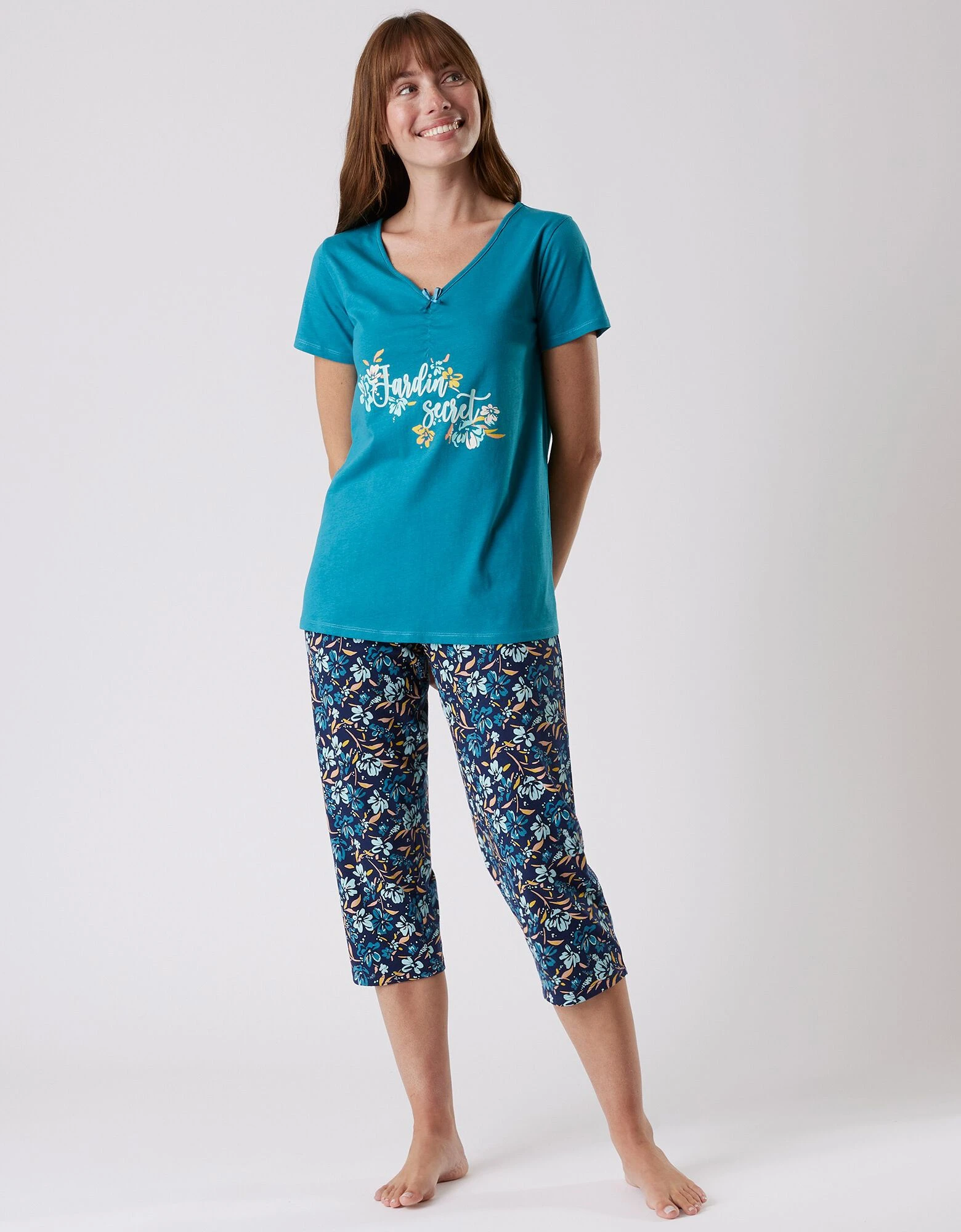 Tee-shirt pyjama manches courtes imprimé "jardin secret" Blancheporte Tee-shirt Pyjama Manches Courtes Imprimé "jardin Secret" -Blancheport en ligne