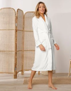 Blancheporte Peignoir Polaire Toucher Peluche Manches Longues, Longueur 115 Cm