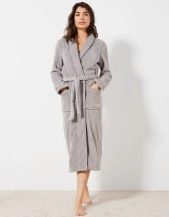 Blancheporte Peignoir Polaire Toucher Peluche Manches Longues, Longueur 115 Cm