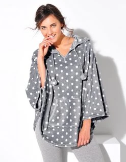 Blancheporte Poncho Polaire Toucher Peluche à Capuche