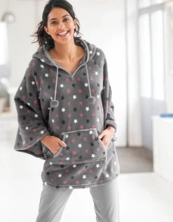 Blancheporte Poncho Polaire Toucher Peluche à Capuche