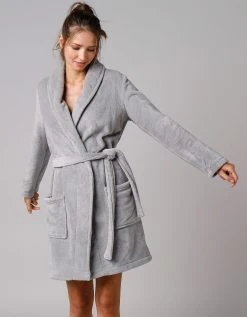 Blancheporte Peignoir Manches Longues Polaire Uni Toucher Peluche Longueur 92 Cm