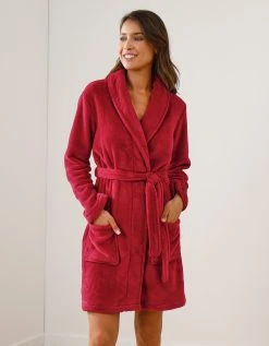 Blancheporte Peignoir Manches Longues Polaire Uni Toucher Peluche Longueur 92 Cm