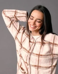 Blancheporte Veste D'intérieur Polaire à Carreaux Zippée 3 Blancheporte Veste D'intérieur Polaire à Carreaux Zippée -Blancheport en ligne 704519 C01 zoomx vue4