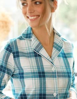 Blancheporte Chemise De Nuit En Pilou Forme Liquette Imprimé Carreaux -Blancheport en ligne 706153 C01 zoomx vue3