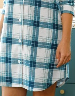 Blancheporte Chemise De Nuit En Pilou Forme Liquette Imprimé Carreaux -Blancheport en ligne 706153 C01 zoomx vue4