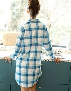 Blancheporte Chemise De Nuit En Pilou Forme Liquette Imprimé Carreaux -Blancheport en ligne 706153 C01 zoomx vue6