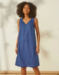 Blancheporte Chemise De Nuit Légère En Voile De Coton Effet Plumetis - Sans Manches