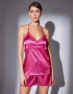 Confidence Lingerie Pyjama Short Satin Et Dentelle