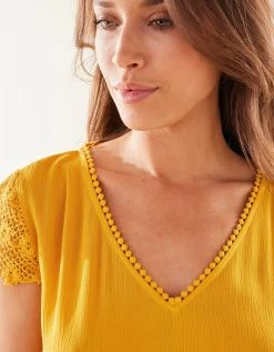 Blancheporte Chemise De Nuit Crépon De Viscose Et Macramé -Blancheport en ligne 706198 C01 zoomx vue6